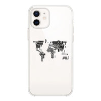 Thumbnail for World Map (Text) Designed Transparent Silicone iPhone Cases