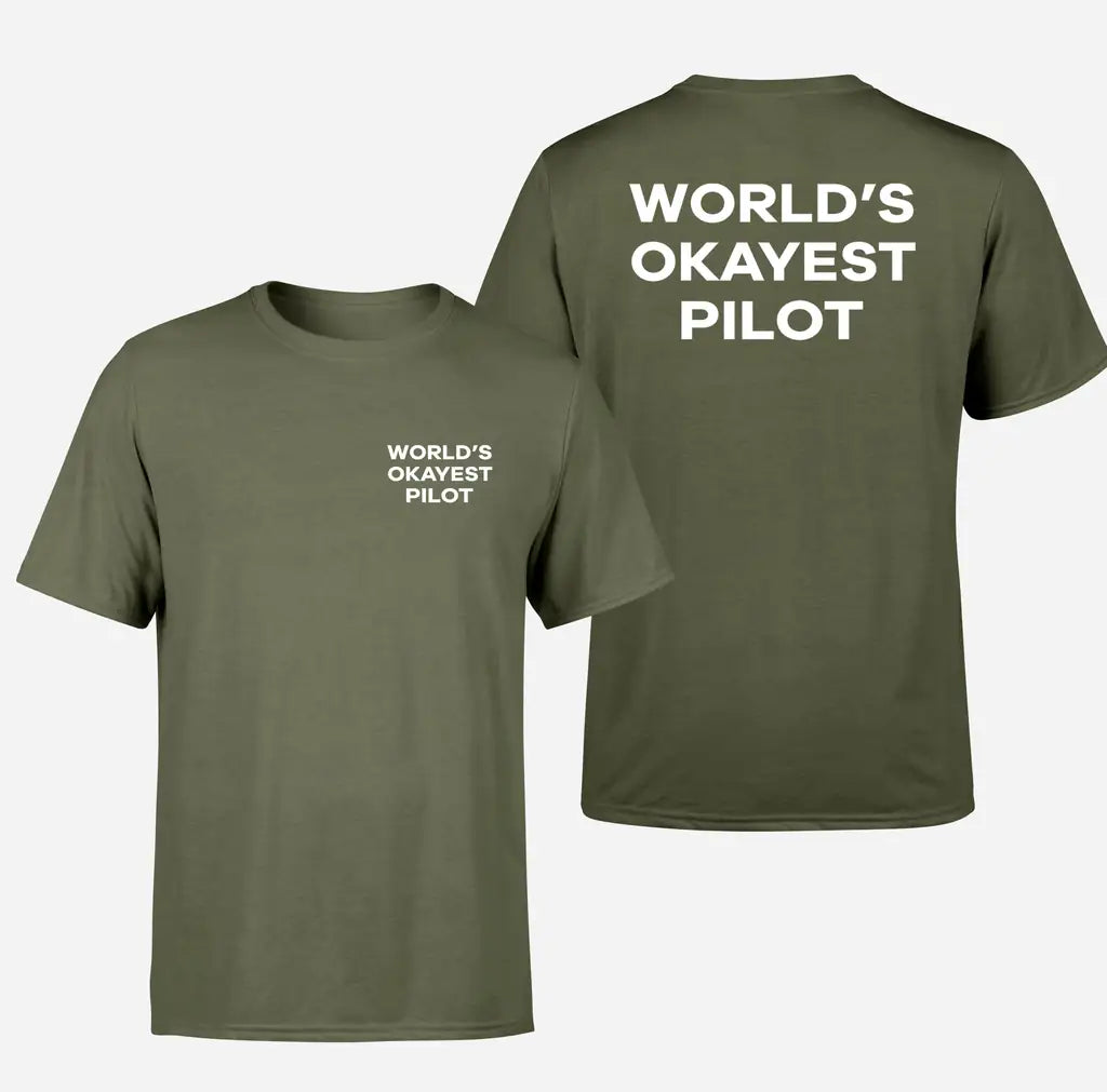 World's Okayest Pilot design on green army double side