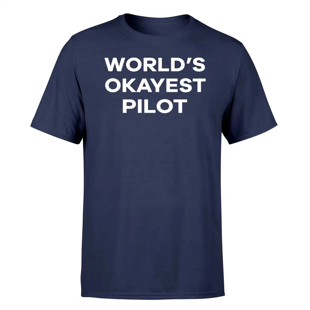 World's Okayest Pilot design on navy blue single side