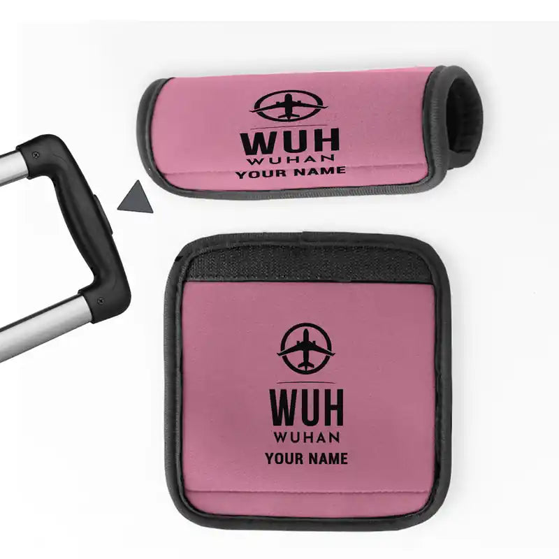 Wuhan Tianhe International Airport (WUH) Luggage Handle Covers - Pink + Name