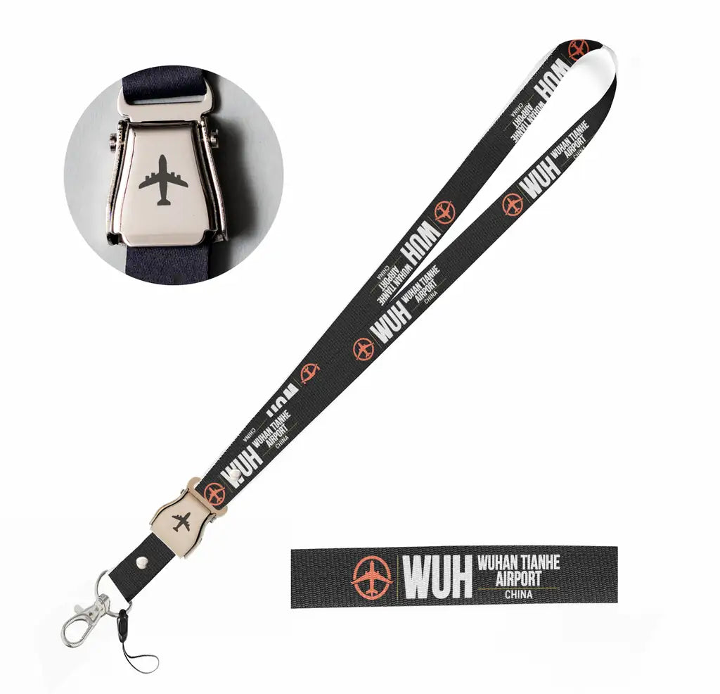 Wuhan Tianhe International Airport (WUH) seat belt lanyard - black