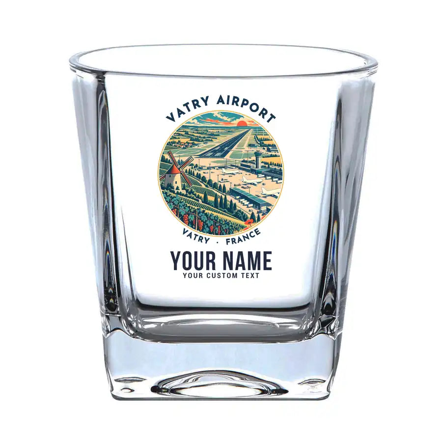 Châlons-Vatry Airport (XCR) Glasses - Badge + Name - Whiskey Glass