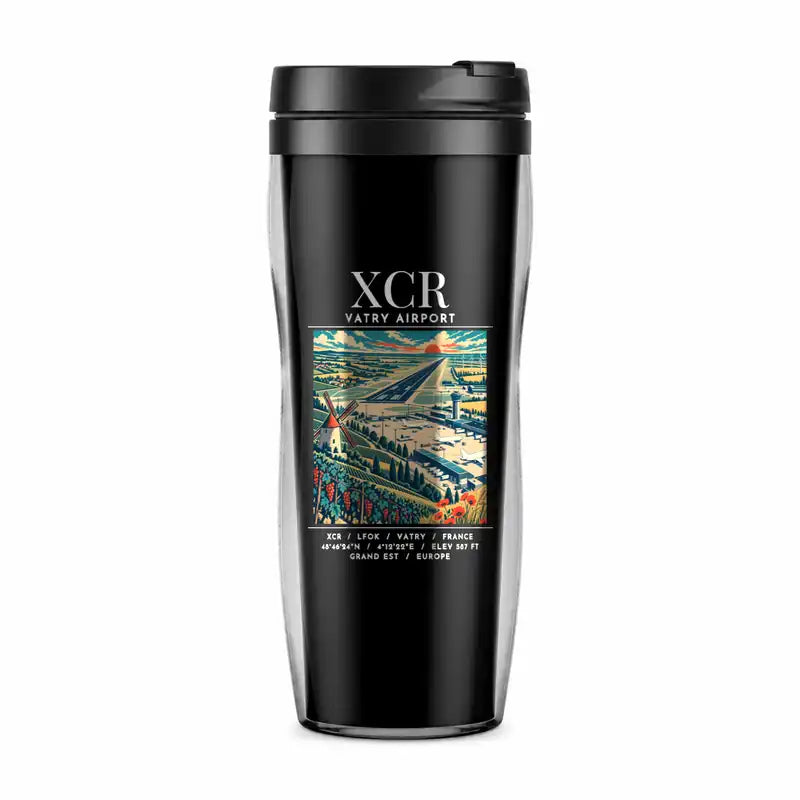 Châlons-Vatry Airport (XCR) Travel Mugs - Poster - Plastic (No Holder) - Black