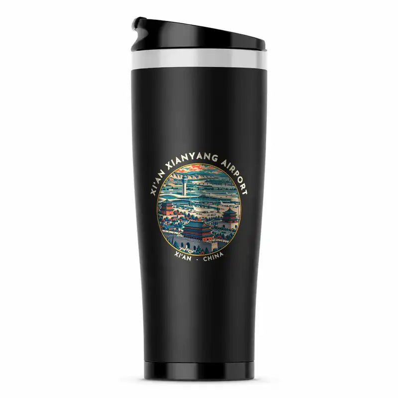 Xi'an Xianyang International Airport (XIY) Travel Mugs - Badge - Stainless Steel (No Holder) - Black