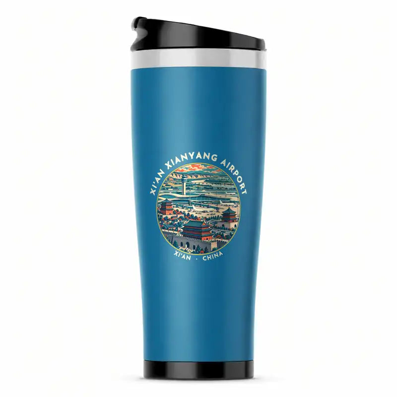 Xi'an Xianyang International Airport (XIY) Travel Mugs - Badge - Stainless Steel (No Holder) - Light Blue