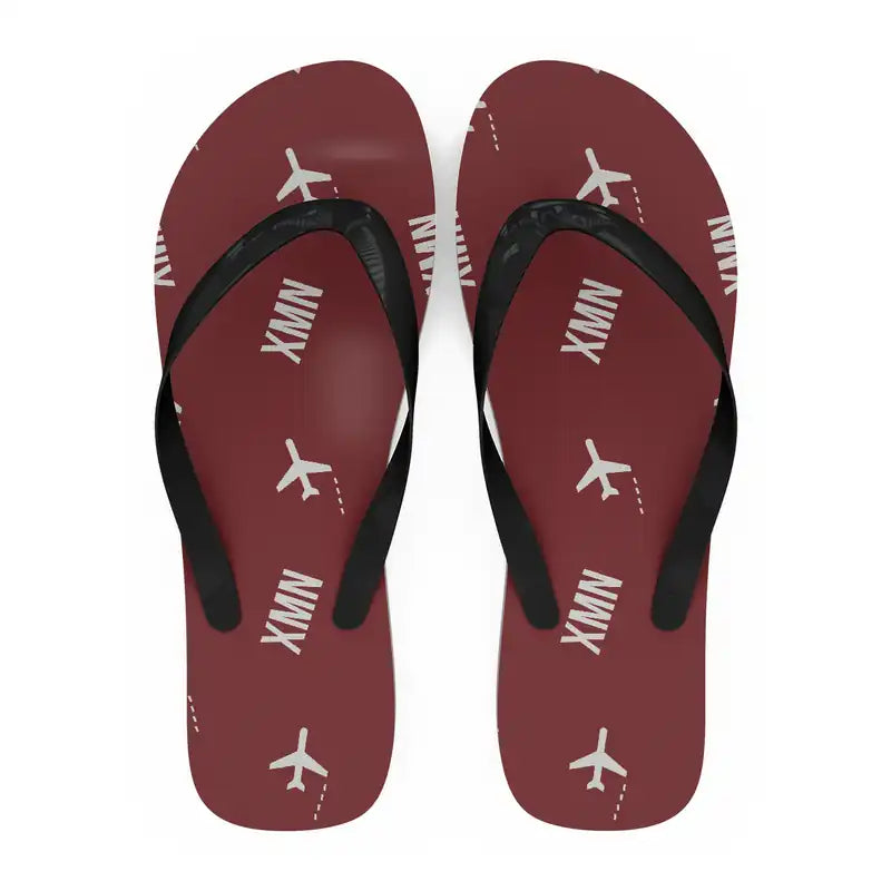 Xiamen Gaoqi International Airport (XMN) Slippers & Flip Flops - Slippers - Flip Flops - Pattern - Dark Red