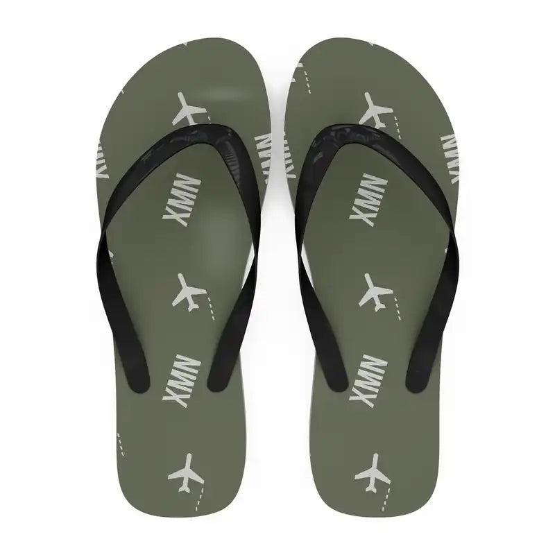 Xiamen Gaoqi International Airport (XMN) Slippers & Flip Flops - Slippers - Flip Flops - Pattern - Green Army