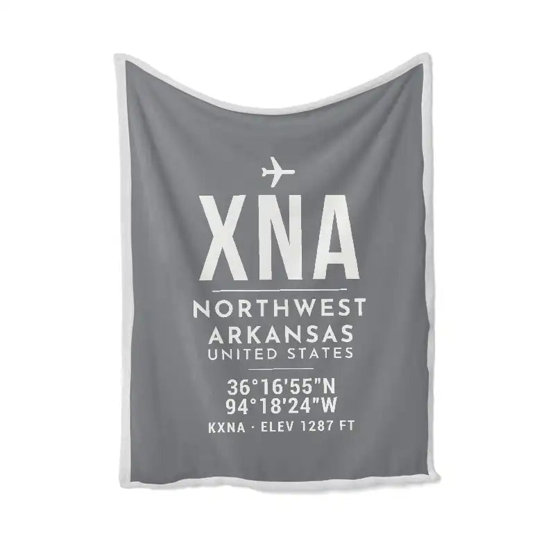 Northwest Arkansas National Airport (XNA) Bedding Sets & Blankets - Blanket - ID Tag - Gray