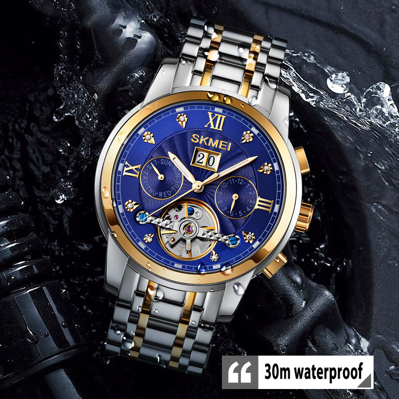Luminous Fashion Casual Round Single Folding Buckle Mechanical Watch