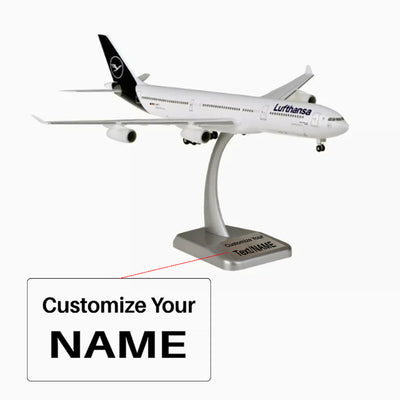 Side view of Lufthansa Airbus A340-600 Airplane Model(Scale 1:200) aviation 16-18cm scale model aircraft in diecast metal.