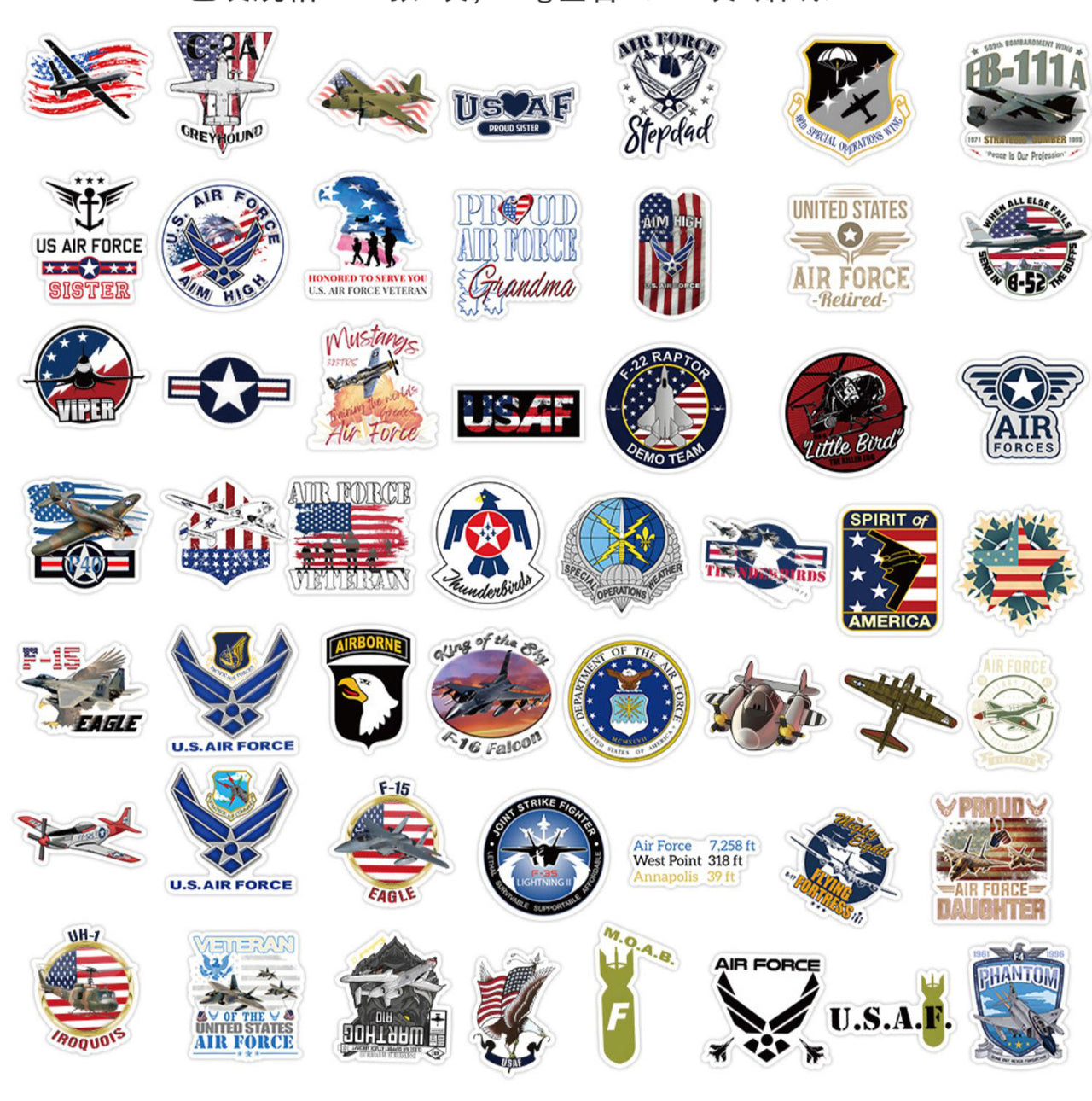 50 Pieces US Air Force Stickers (Mixed)