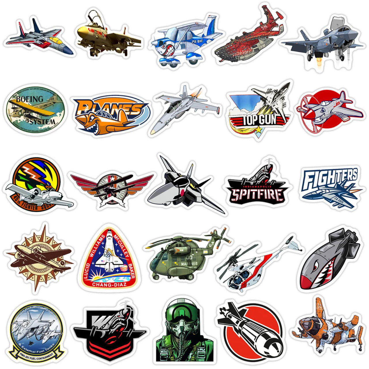 50 Pieces Fighter Military Suit A Stickers (Mixed)