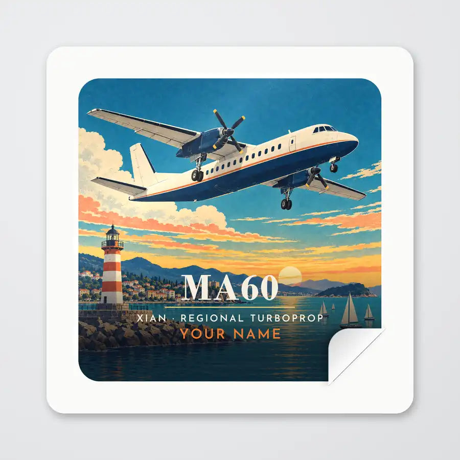 Xian MA60 - 3D + Name - Square Sticker - Peel