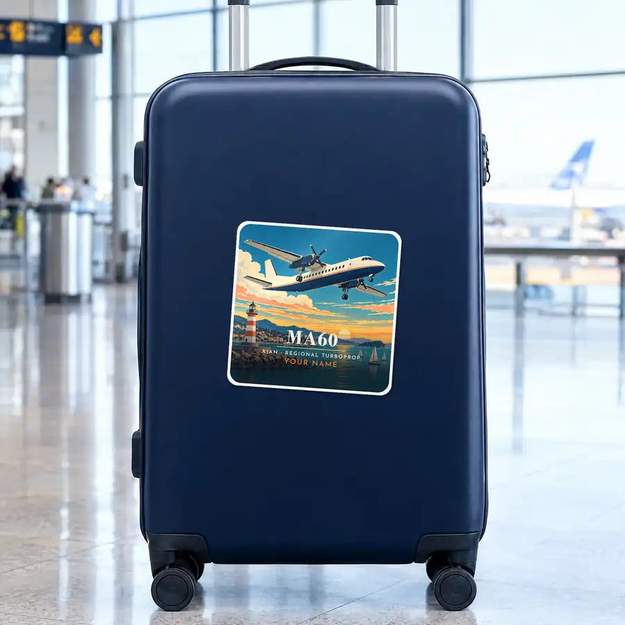 Xian MA60 - 3D + Name - Square Sticker - Suitcase