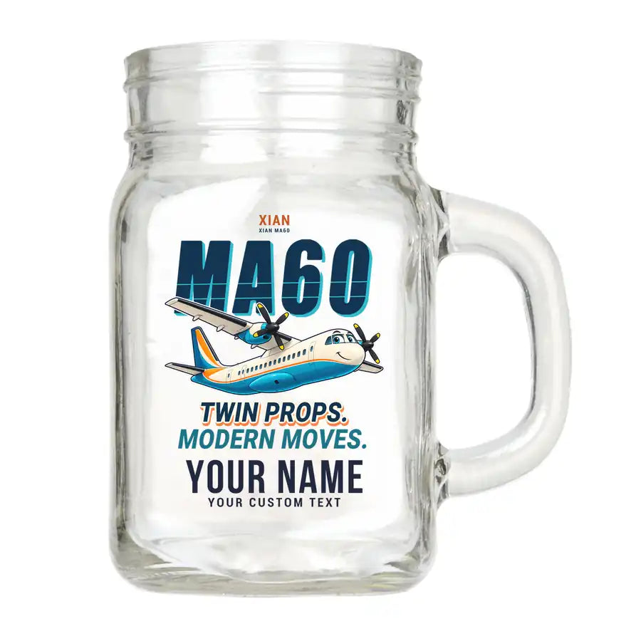Xian MA60 - Cartoon + Name - Cocktail Glass (Mason Jar)