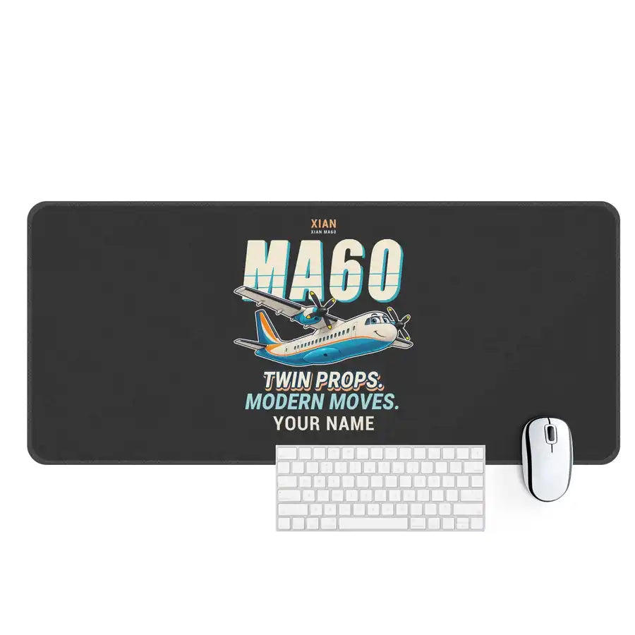 Xian MA60 - Cartoon + Name - Desk Mat - Black