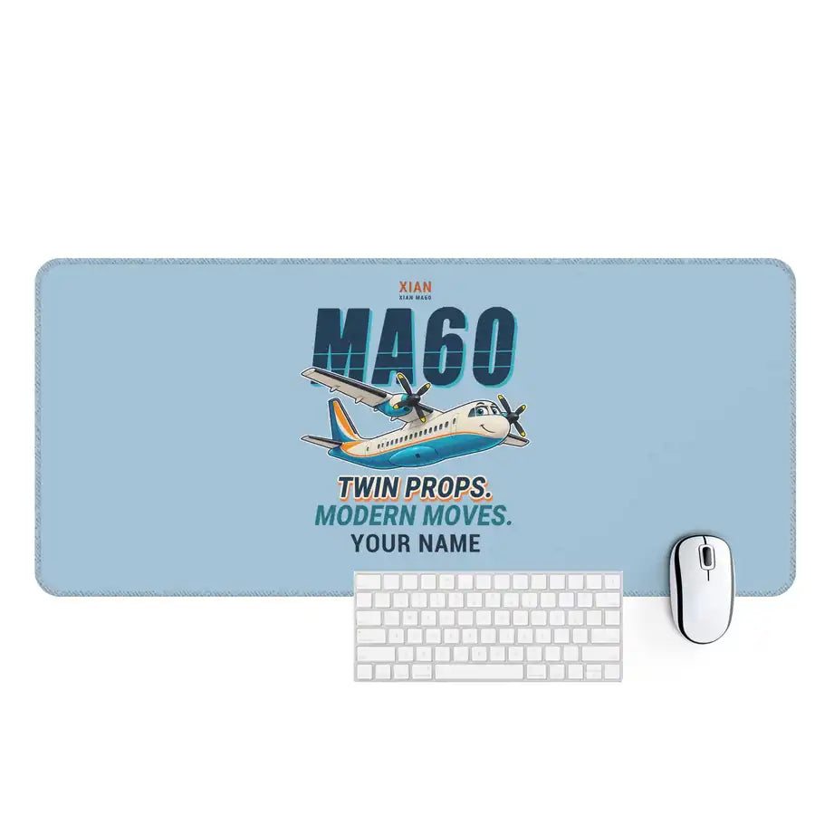 Xian MA60 - Cartoon + Name - Desk Mat - Light Blue