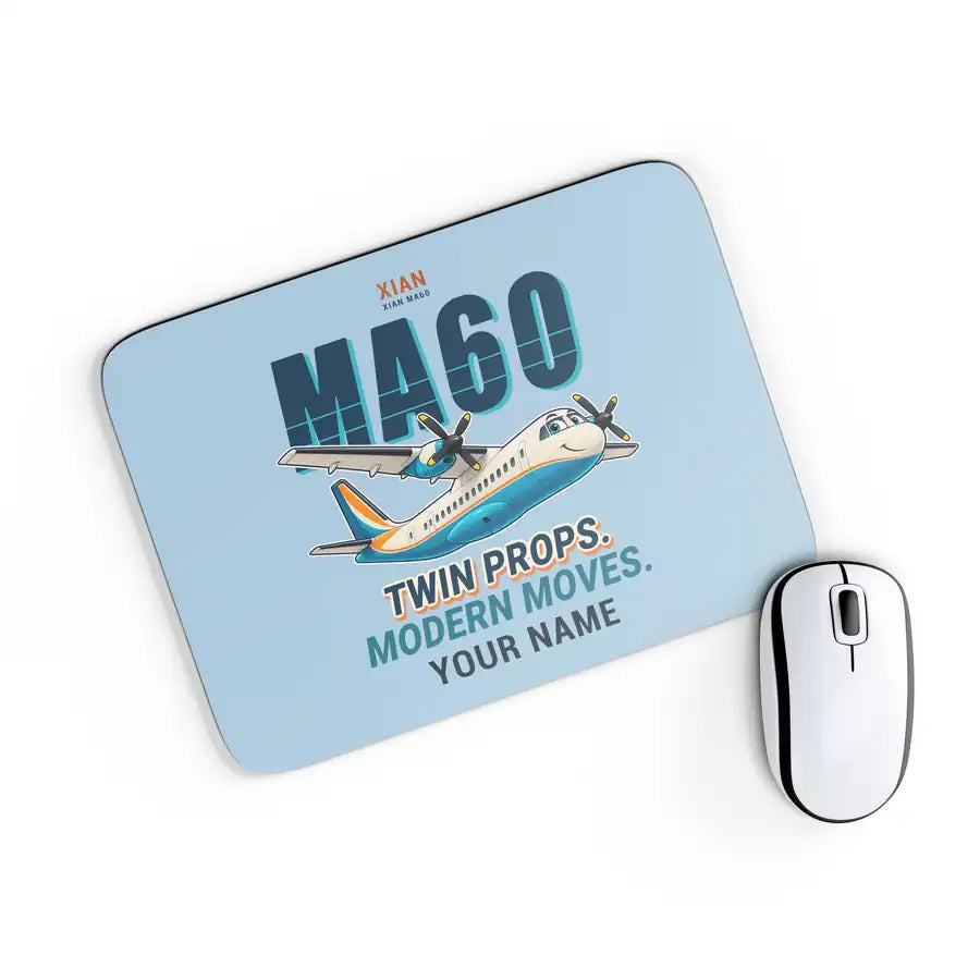 Xian MA60 - Cartoon + Name - Mouse Pad - Light Blue