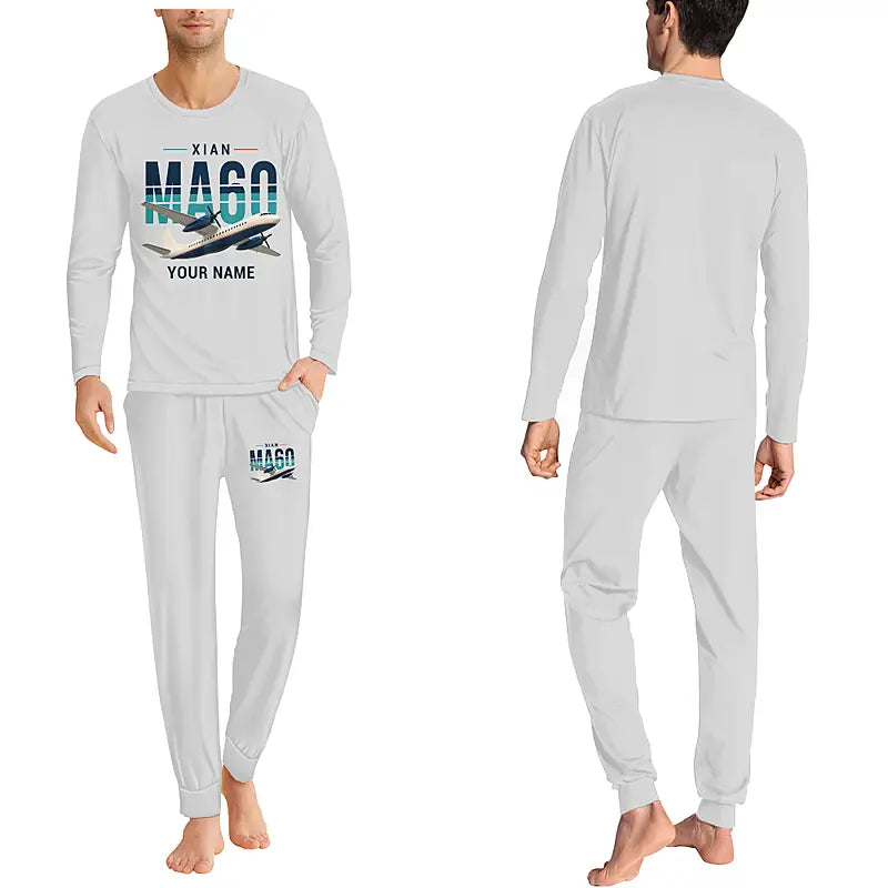 Xian MA60 - Men Pajamas - Original Chest + Name - Light Gray