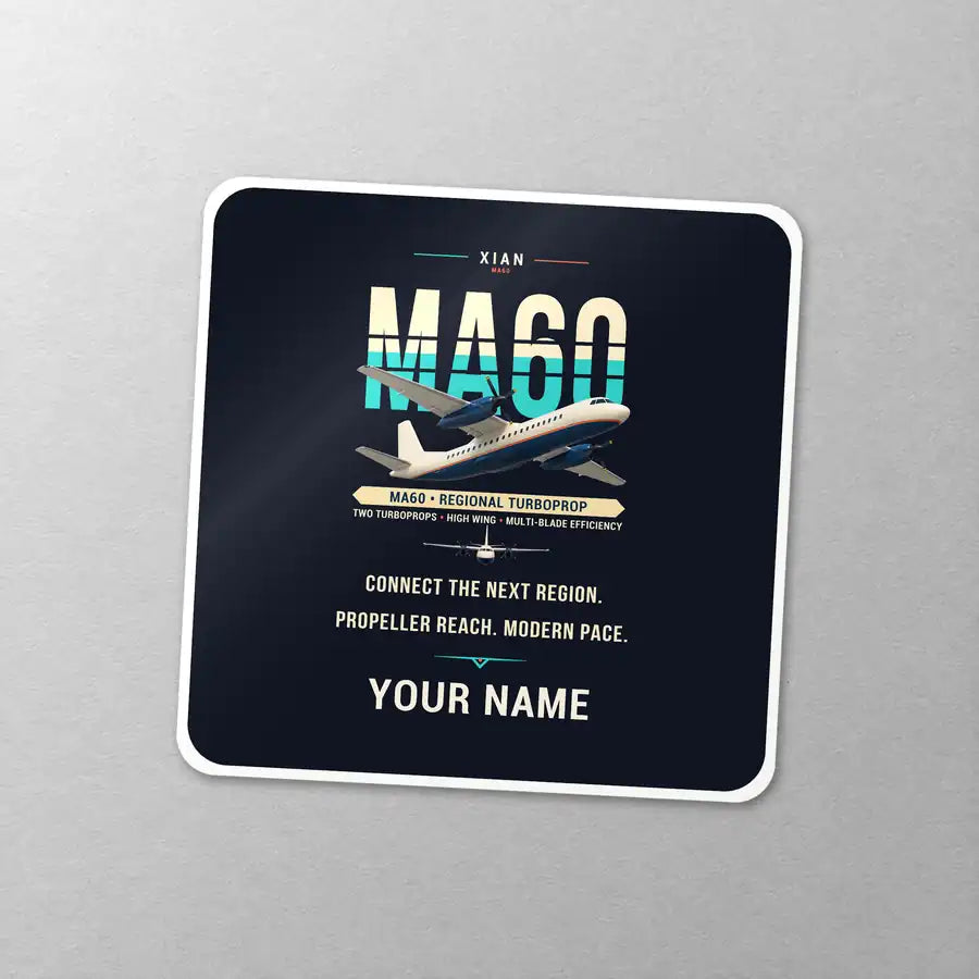 Xian MA60 - Original + Name - Square Sticker - Close-up