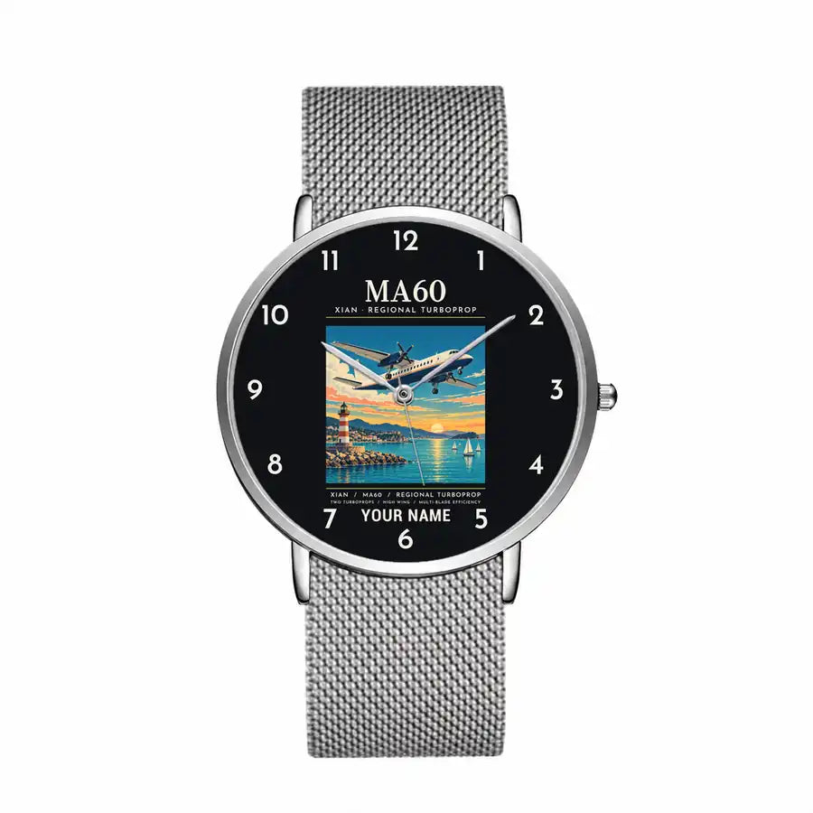 Xian MA60 - Poster + Name - Slim Mesh - Silver and Silver Stainless Steel Strap