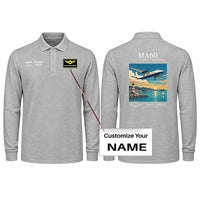 Thumbnail for Xian MA60 Premium Polo T-Shirts - Poster + Name - Long Sleeve - Gray