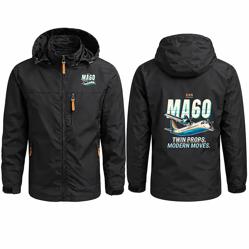 Xian MA60 Stylish Jackets - Hooded Windbreaker - Cartoon - Black