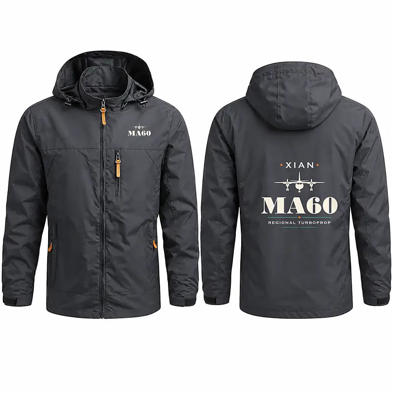 Xian MA60 Stylish Jackets - Hooded Windbreaker - Heritage - Charcoal