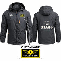 Thumbnail for Xian MA60 Stylish Jackets - Hooded Windbreaker - Heritage + Name - Charcoal