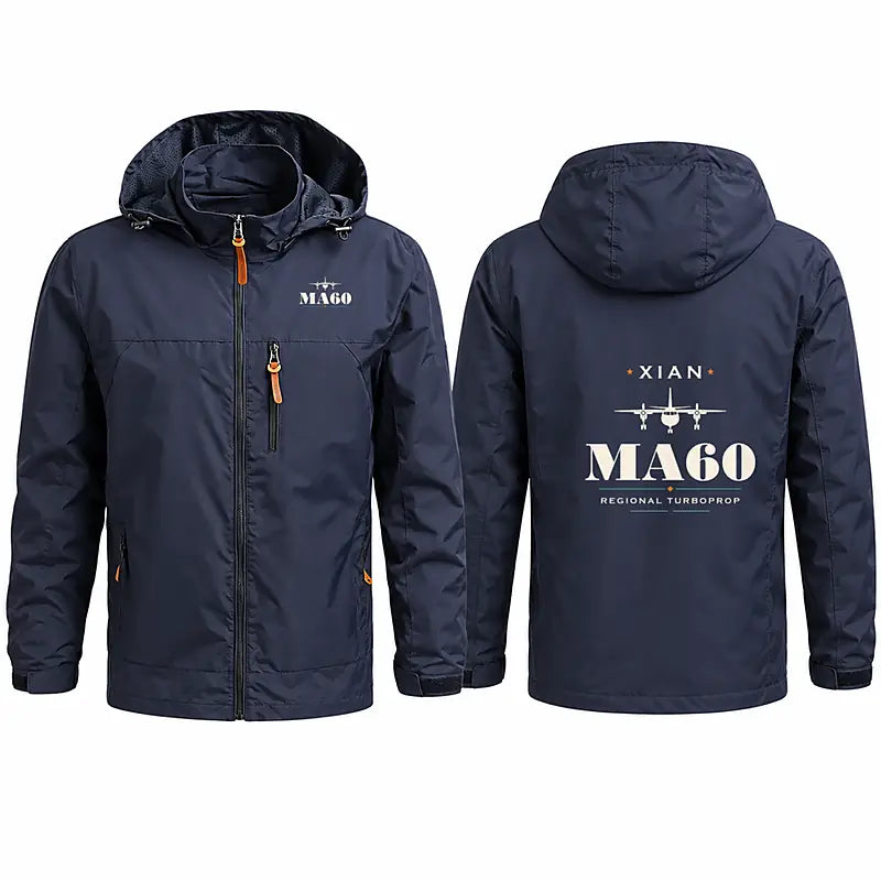 Xian MA60 Stylish Jackets - Hooded Windbreaker - Heritage - Navy Blue