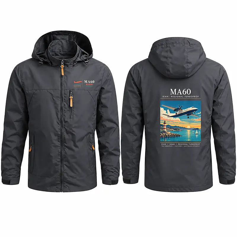 Xian MA60 Stylish Jackets - Hooded Windbreaker - Poster - Charcoal
