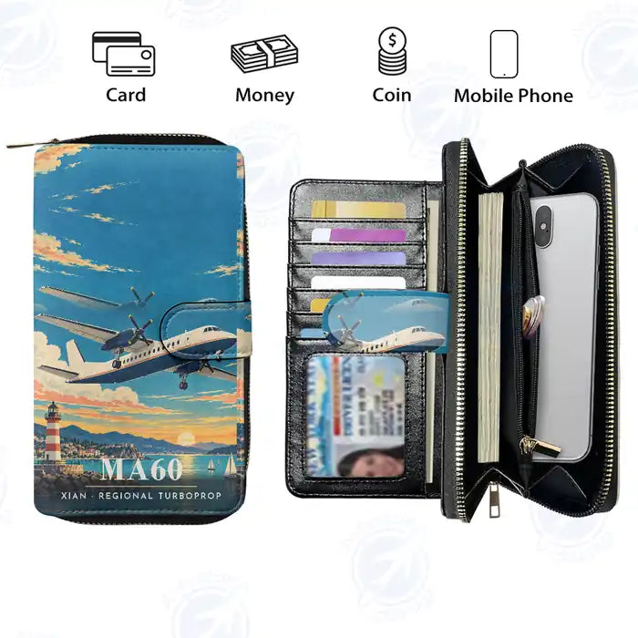 Xian MA60 Leather Wallets - Zip Long Wallet - 3D