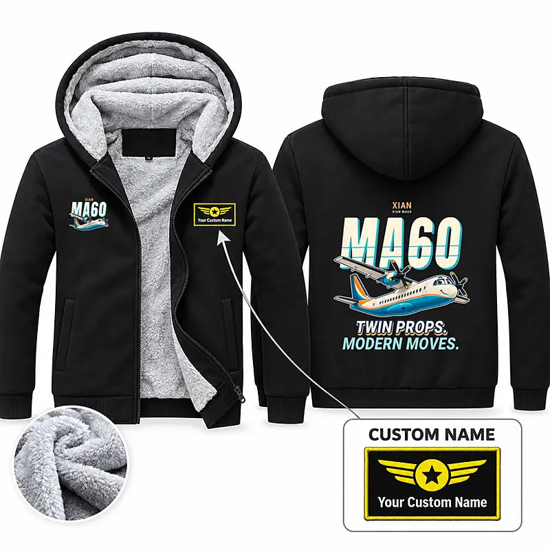 Xian MA60 Zipped Sweatshirts - Cartoon + Name - Black