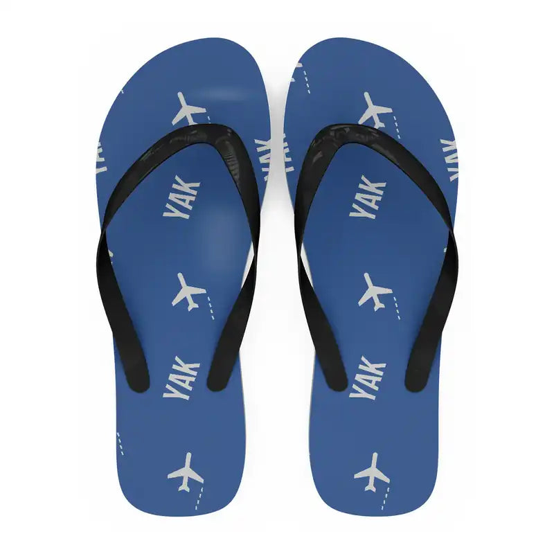 Yakutat Airport (YAK) Slippers & Flip Flops - Slippers - Flip Flops - Pattern - Blue