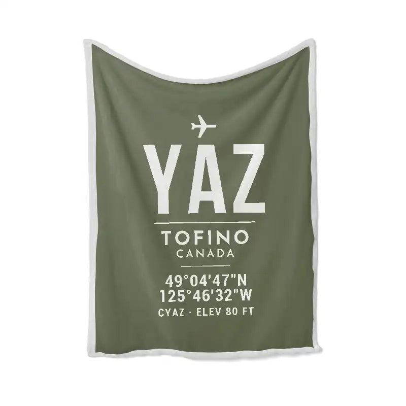 Tofino Long Beach Airport (YAZ) Bedding Sets & Blankets - Blanket - ID Tag - Green Army