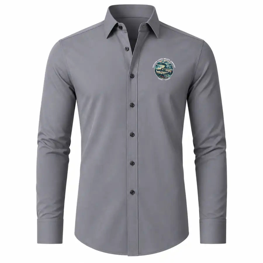 Tofino Long Beach Airport (YAZ) Shirts - Long Sleeve Shirt - Badge - Gray