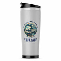 Thumbnail for Tofino Long Beach Airport (YAZ) Travel Mugs - Badge + Name - Stainless Steel (No Holder) - Light Gray