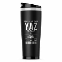 Thumbnail for Tofino Long Beach Airport (YAZ) Travel Mugs - Boarding Pass - Stainless Steel (No Holder) - Black
