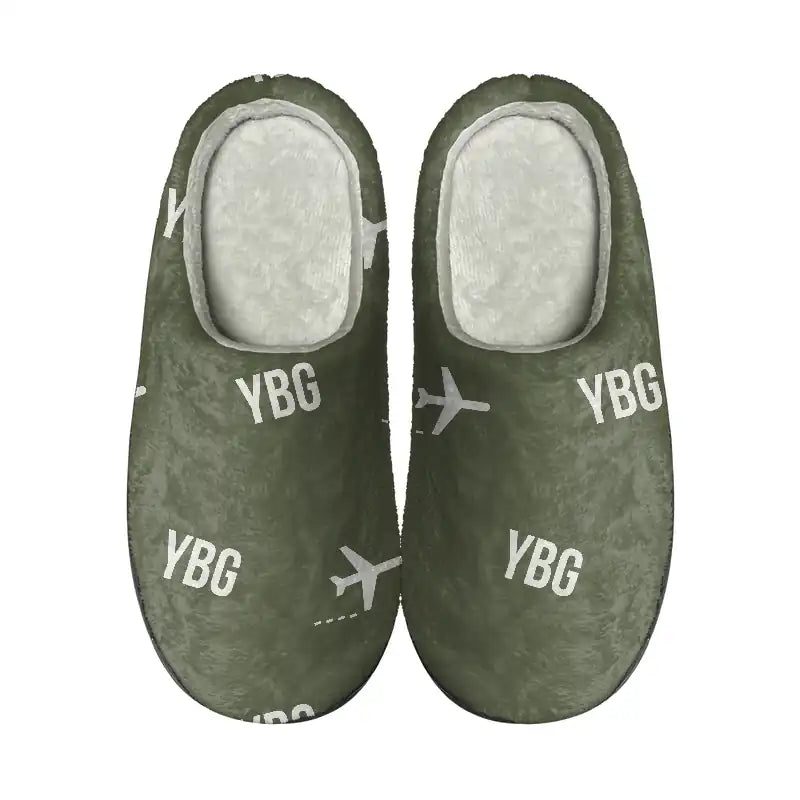 Saguenay-Bagotville Airport (YBG) Slippers & Flip Flops - Slippers - Cotton - Pattern - Green Army