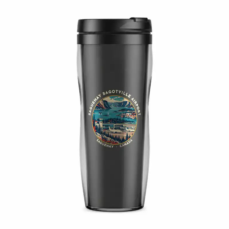 Saguenay-Bagotville Airport (YBG) Travel Mugs - Badge - Plastic (No Holder) - Gray