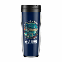 Thumbnail for Nanaimo Airport (YCD) Travel Mugs - Badge + Name - Plastic (No Holder) - Dark Blue