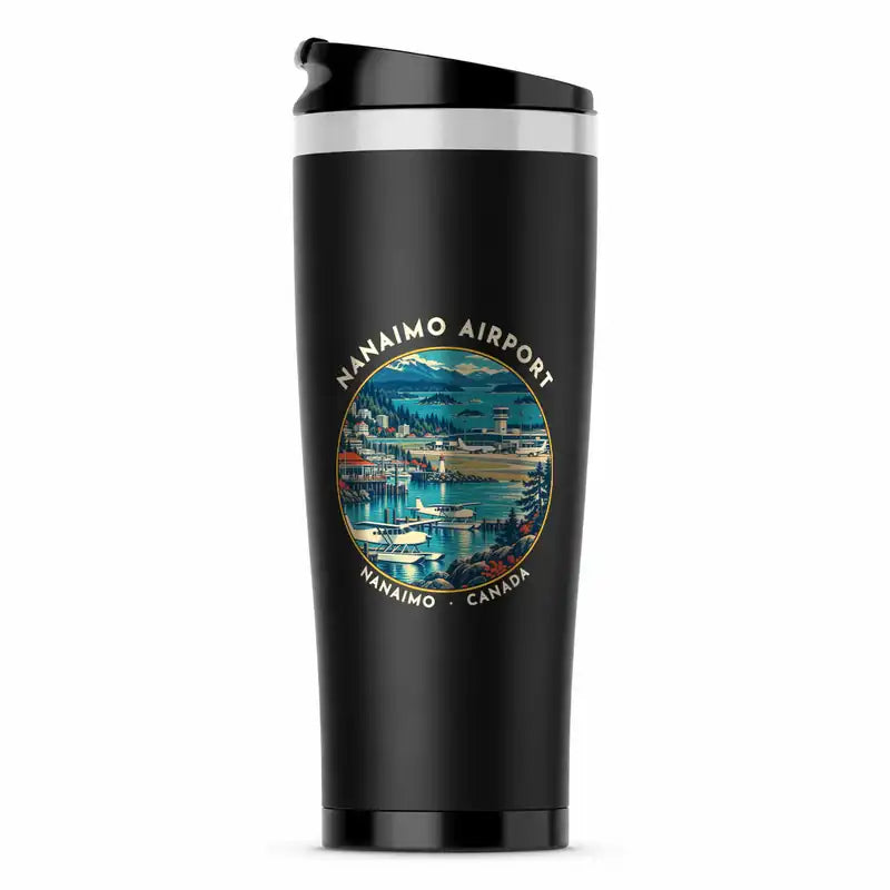 Nanaimo Airport (YCD) Travel Mugs - Badge - Stainless Steel (No Holder) - Black
