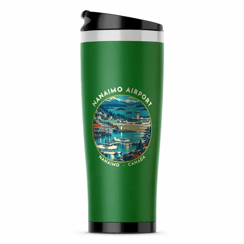 Nanaimo Airport (YCD) Travel Mugs - Badge - Stainless Steel (No Holder) - Green