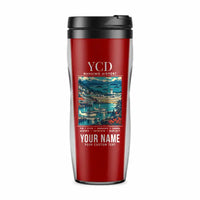 Thumbnail for Nanaimo Airport (YCD) Travel Mugs - Poster + Name - Plastic (No Holder) - Red