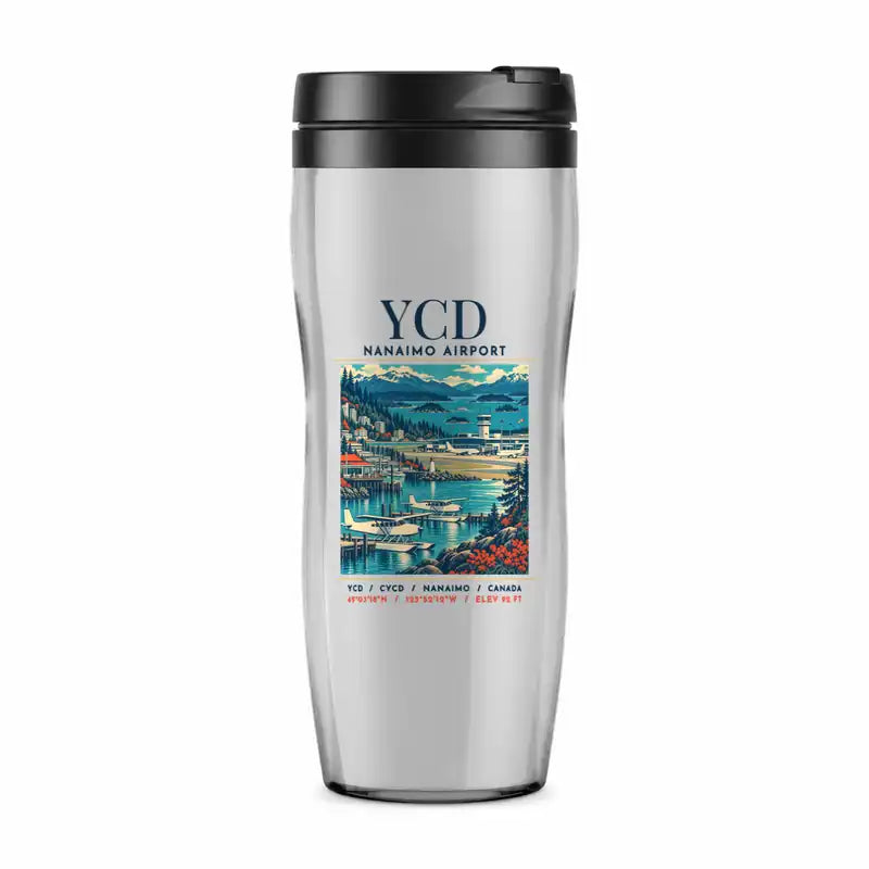 Nanaimo Airport (YCD) Travel Mugs - Poster - Plastic (No Holder) - Light Gray