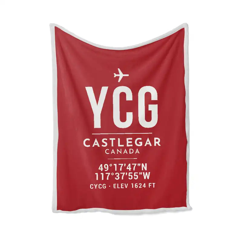 Castlegar–West Kootenay Regional Airport (YCG) Bedding Sets & Blankets - Blanket - ID Tag - Red