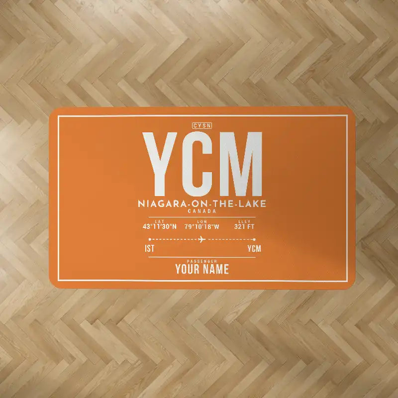 Niagara District Airport (YCM) Carpets - Carpet Rectangle - ID Tag + Name - Orange