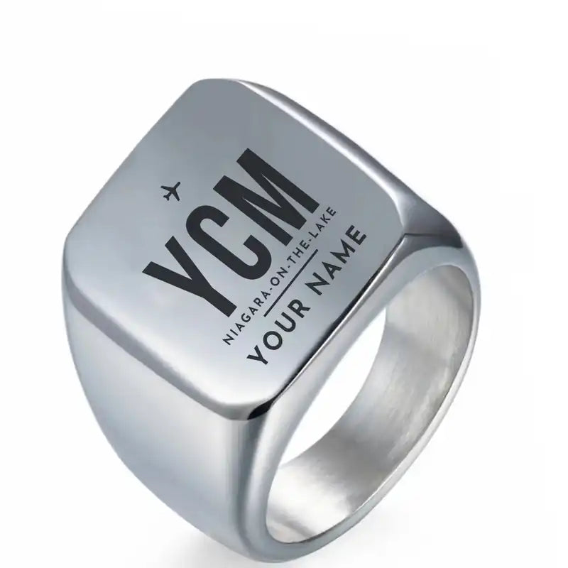 Niagara District Airport (YCM) Rings - Ring - Silver + Name