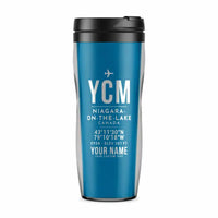Thumbnail for Niagara District Airport (YCM) Travel Mugs - ID Tag + Name - Plastic (No Holder) - Light Blue