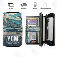 Thumbnail for Niagara District Airport (YCM) Leather Wallets - Zip Long Wallet - Scene + Name